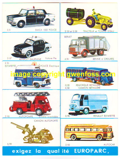 Euro Parc Miniatures : (Europarc) Autos, Camions, Police et Armee, Compagnie Industrielle du Jouet Image for Euro Parc Miniatures : (Europarc) Autos, Camions, Police et Armee, Compagnie Industrielle du Jouet