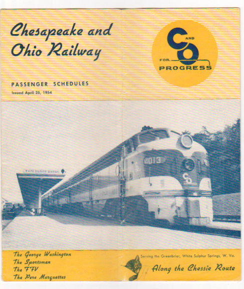 Chesapeake and Ohio Railway Passenger Schedules : Time Tables, April 25, 1954 Image for Chesapeake and Ohio Railway Passenger Schedules : Time Tables, April 25, 1954
