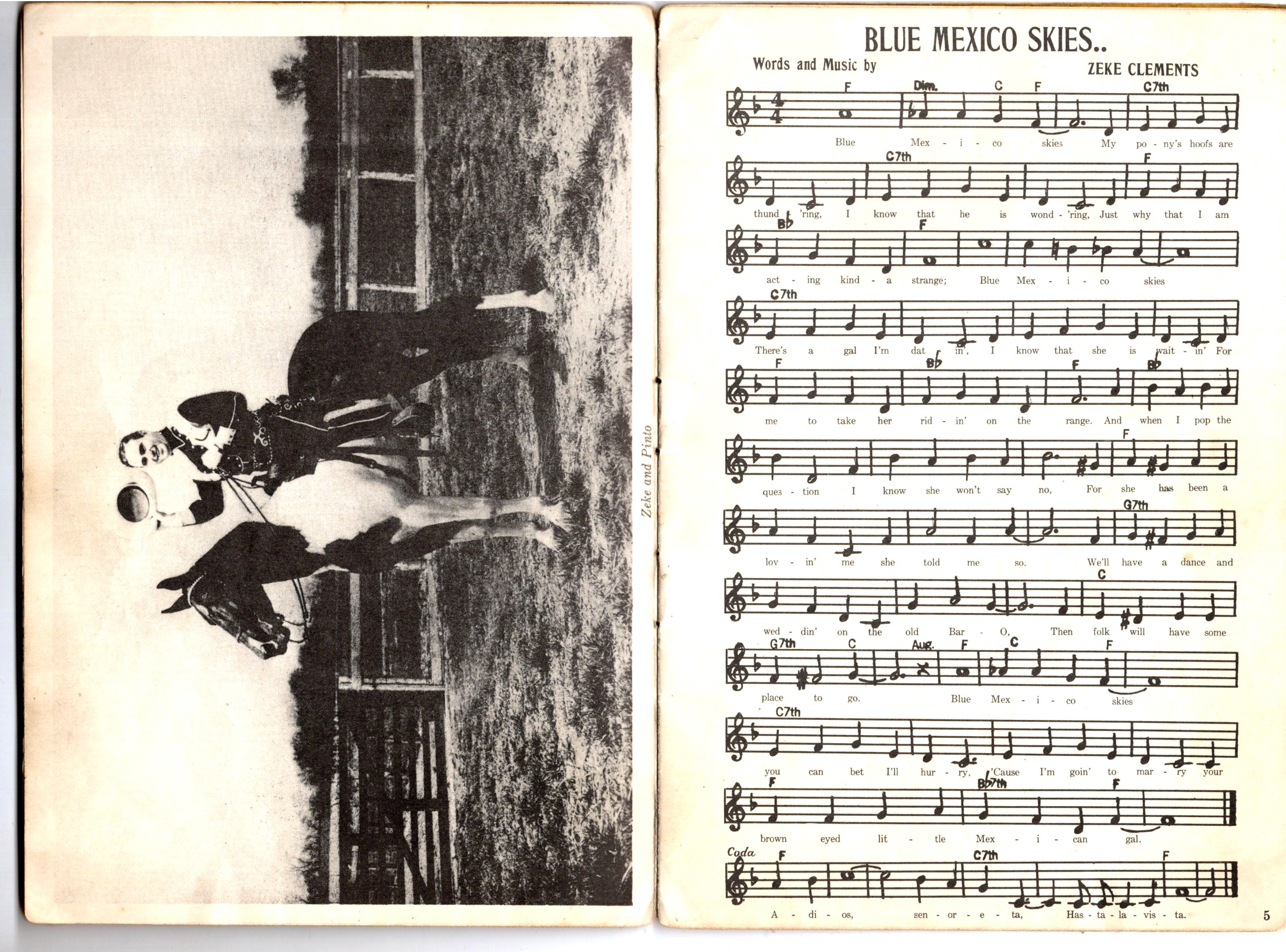 Original Songs by Zeke Clements the Dixie Yodeler : Grand Ole Opry, Nashville, Tennessee, 1942