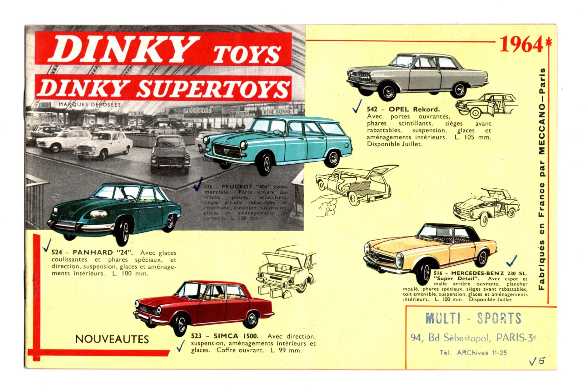 Dinky Toys, Dinky Supertoys, 1964 : Fabriques en France par Meccano Paris