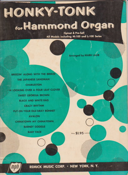 Image for Honky Tonk for Hammond Organ : Spinet and Pre-Set, all Models Including M-100 and L-100 Series