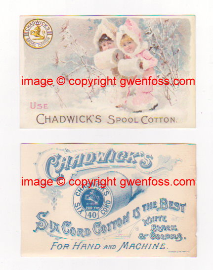 Image for Chadwick's Spool Cotton :  Advertising Card or Blotter, 1870