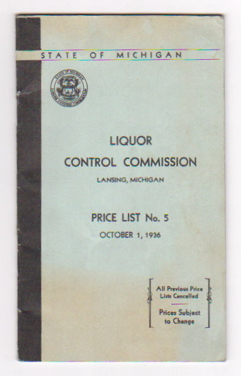 Image for State of Michigan Liquor Control Commission :  Price List Number 5