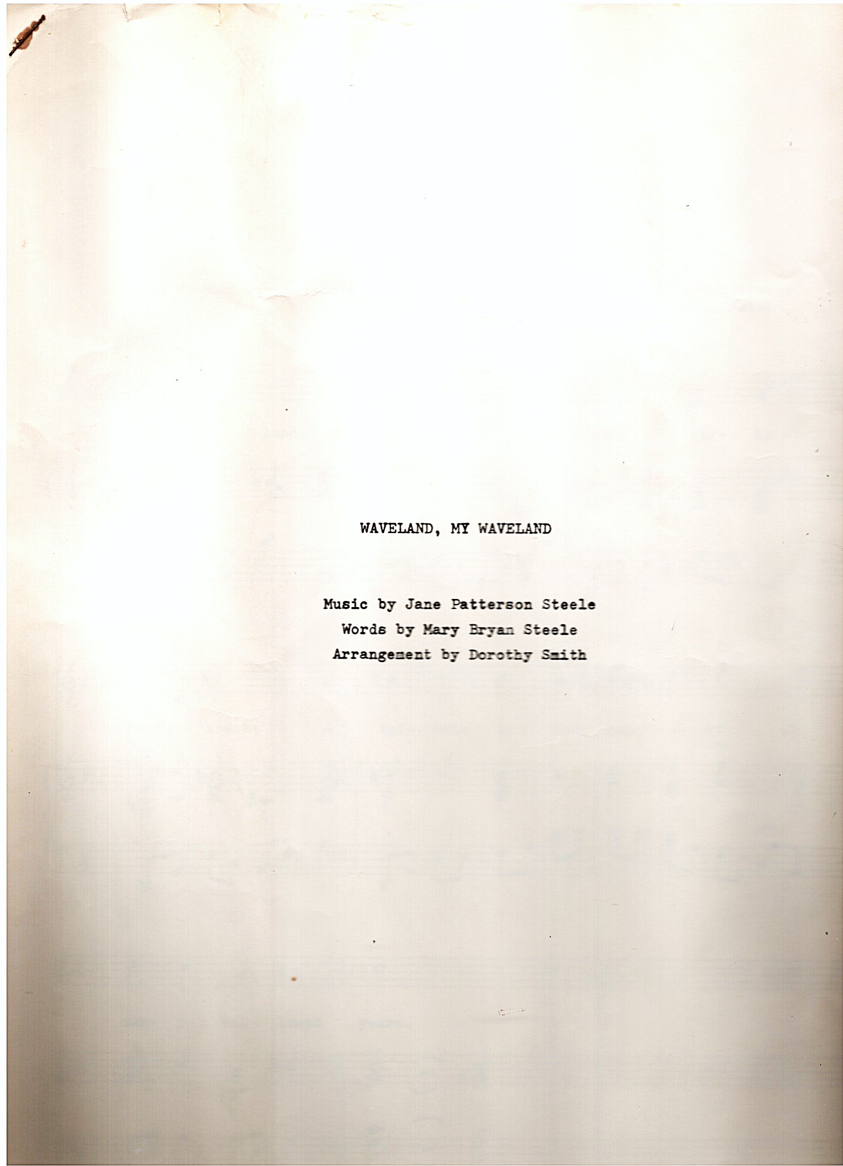 Waveland, My Waveland : Sheet Music