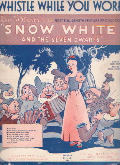 Image for Whistle While You Work :   (Sheet Music) from the Walt Disney Feature Production Snow White and the Seven Dwarfs