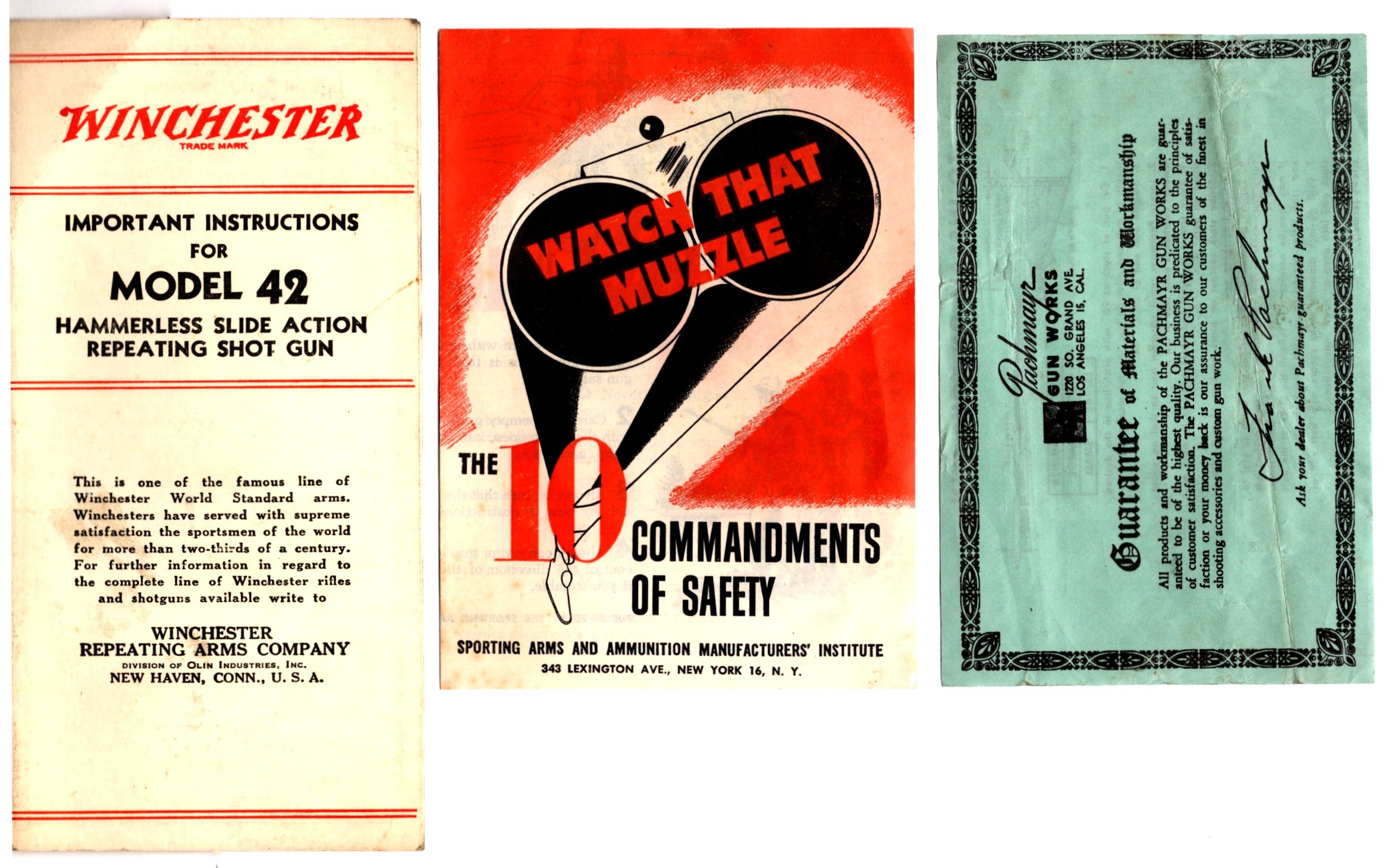 Winchester : Important Instructions for Model 42 Hammerless Slide Action Repeating Shot Gun