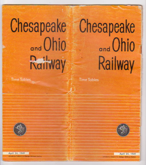 Image for Chesapeake and Ohio Railway Time Tables :  April 24, 1949