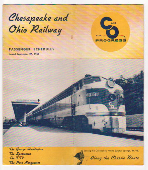 Image for Chesapeake and Ohio Railway Passenger Schedules : Time Tables, September 27, 1953