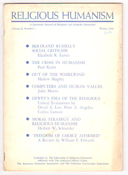 Image for Religious Humanism, Volume 2, Number 1, Winter 1968 :  A Quarterly Journal of Religious and Scientific Humanism