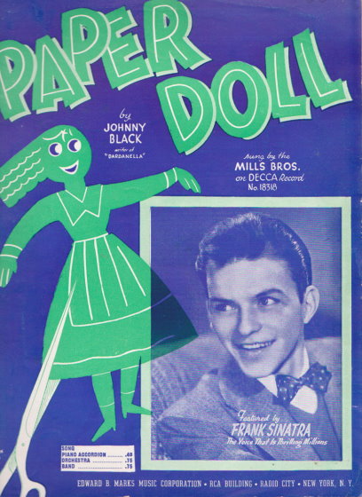 Image for Paper Doll, Sheet Music :  Frank Sinatra Cover, Sung by Mills Brothers