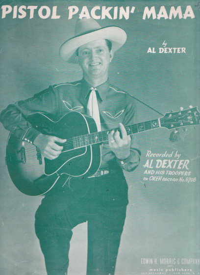 Image for Pistol Packin ' Mama Sheet Music, Al Dexter Cover