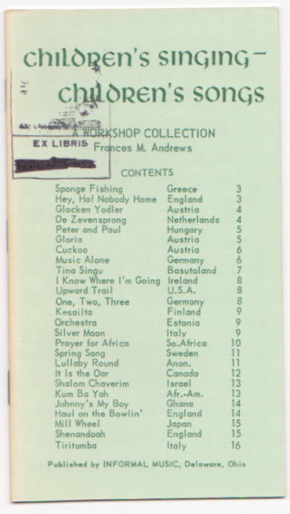 Image for Children's Singing, Children's Songs : A Workshop Collection