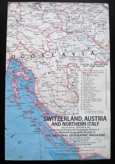 Image for Switzerland, Austria and Northern Italy Map :  National Geographic, Atlas Plate 36, September 1965