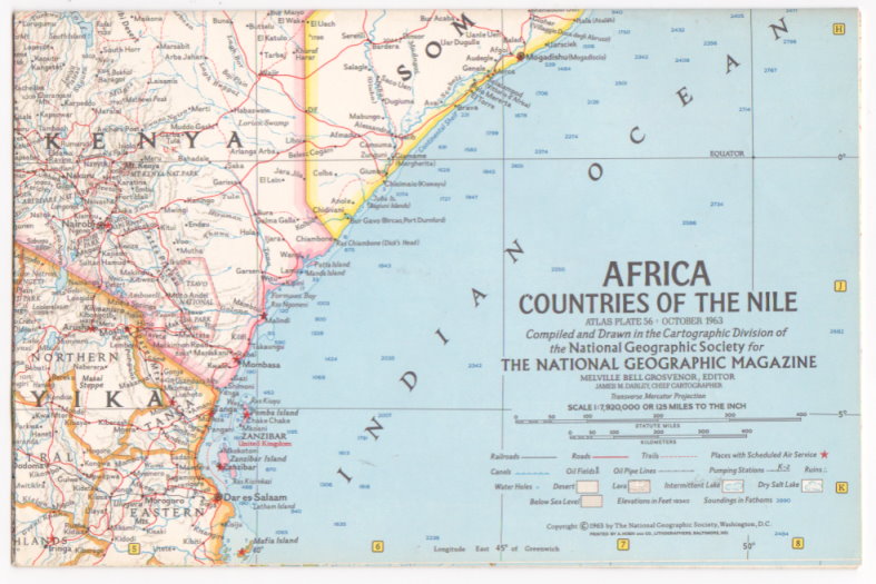 Image for Map of Africa, Countries of the Nile:  National Geographic, Atlas Plate 56, October 1963
