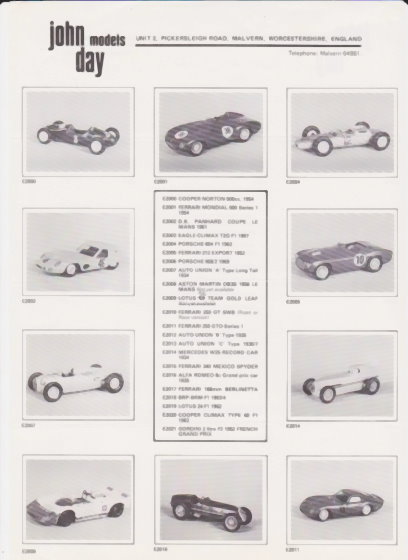 Image for John Day Models :  Catalog, John Day Model Cars