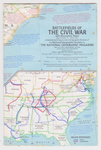 Image for Battlefields of the Civil War, with Descriptive Notes :  National Geographic Map, Atlas Plate 14, April 1961