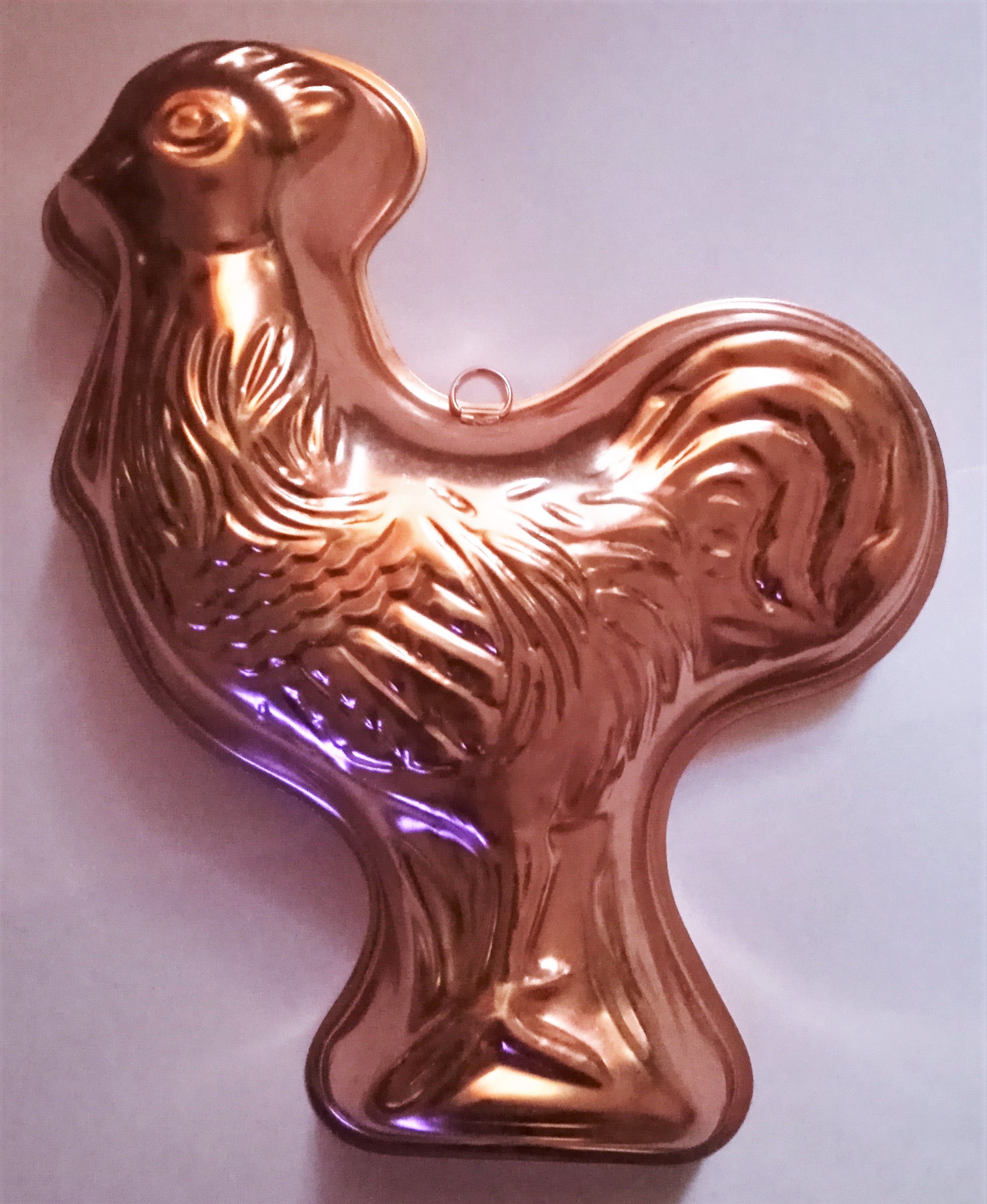 Vintage Large Copper Toned Aluminum Rooster Hen Chicken Shaped JellO Mold
