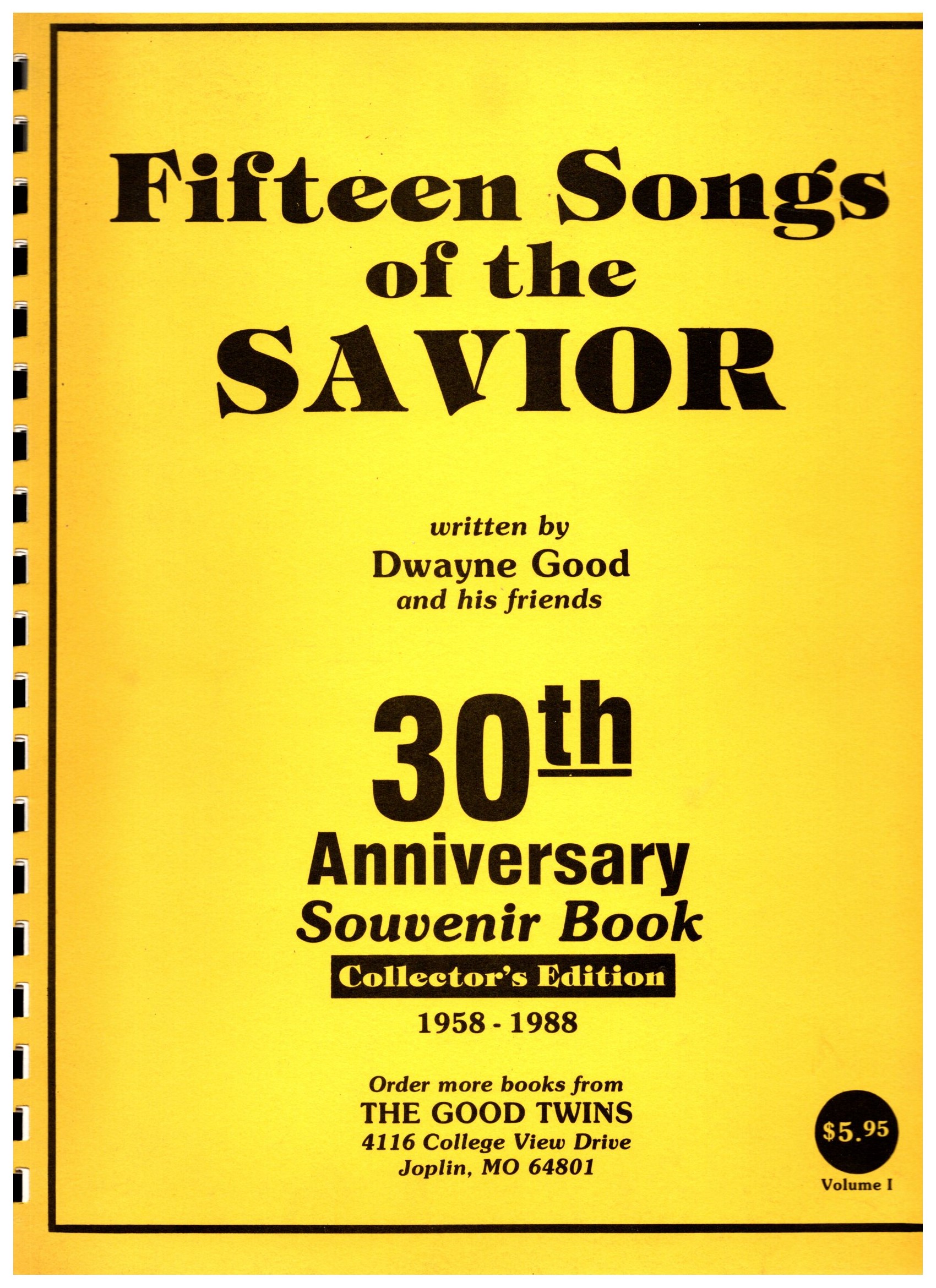 Image for Fifteen Songs of the Savior :  30th Anniversary Book, Collector's Edition