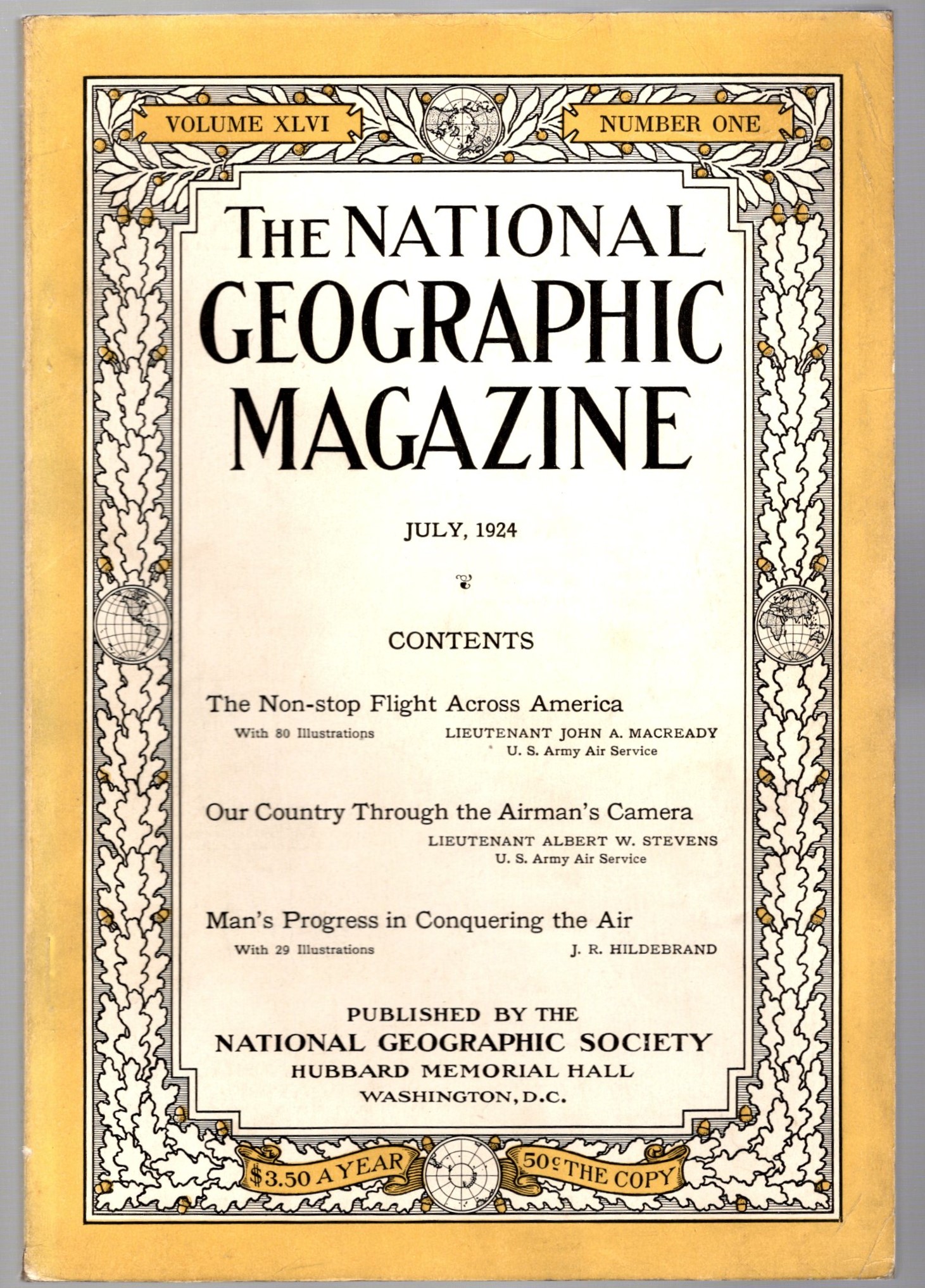 Image for National Geographic Magazine, July 1924 :   (Aviation) Nonstop Flight Across America, Conquering the Air