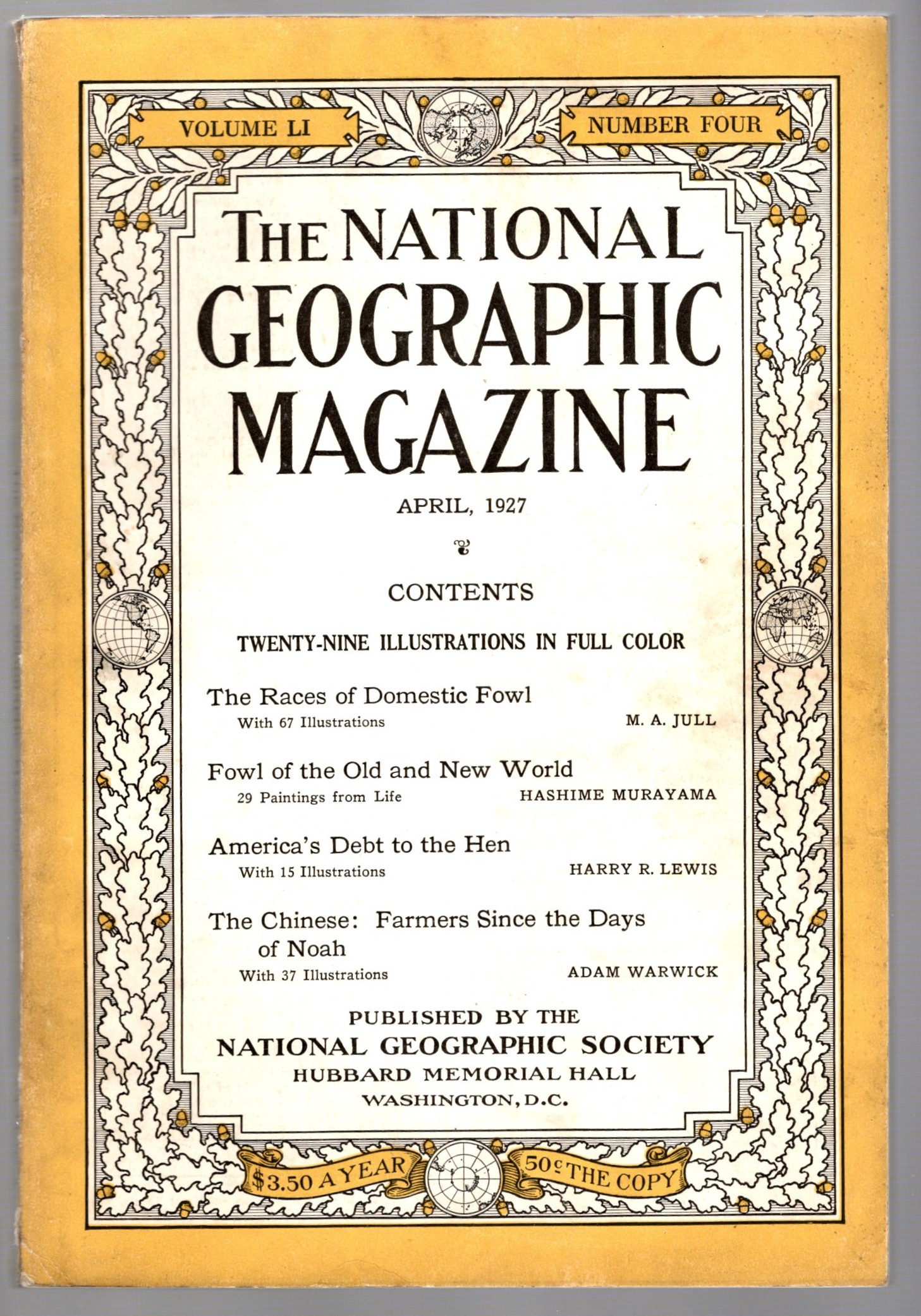 Image for National Geographic Magazine, April, 1927 :  Domestic Fowl ; Fowl of Old and New World ; Debt to the Hen ; Chinese Farmers Since Noah
