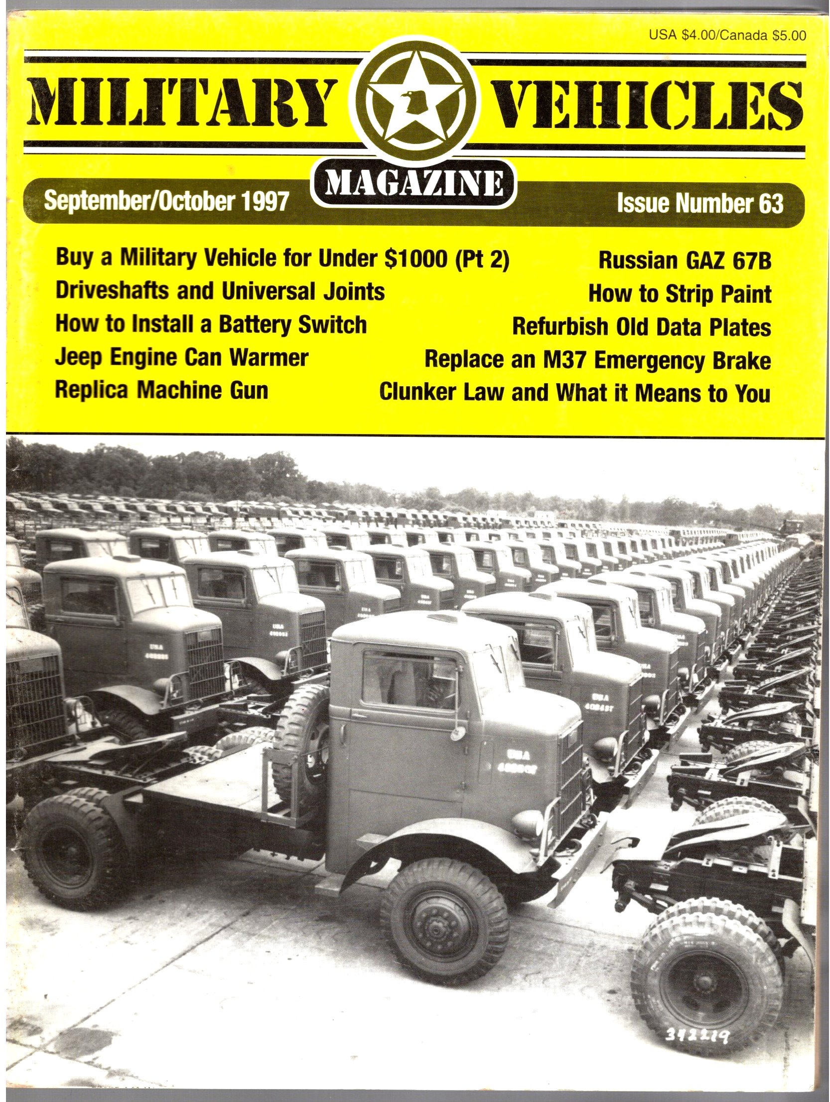 Image for Military Vehicles Magazine, World's Largest Historic Military Vehicle Marketplace :  Issue 63, September October 1997