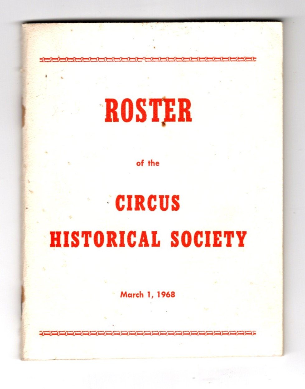 Image for Roster of the Circus Historical Society :  March 1, 1968