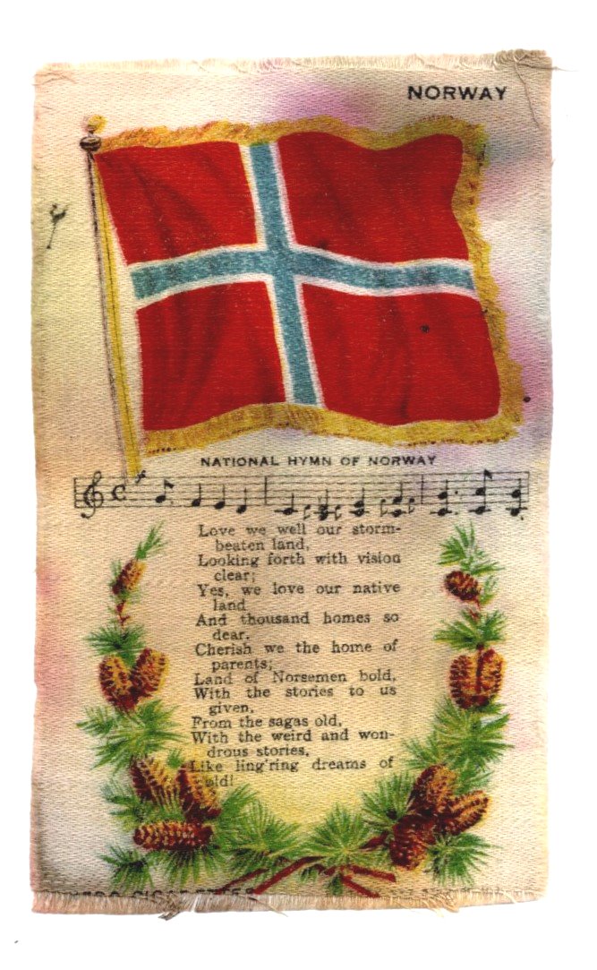 Image for Tobacco Silk :  Flag and Patriotic Song of Norway (Cigarette Card, 1908)