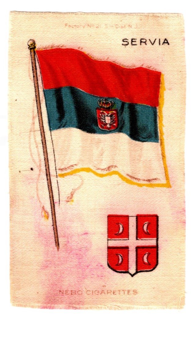 Image for Tobacco Silk :  Flag of Servia (Serbia) (Cigarette Card, 1906)