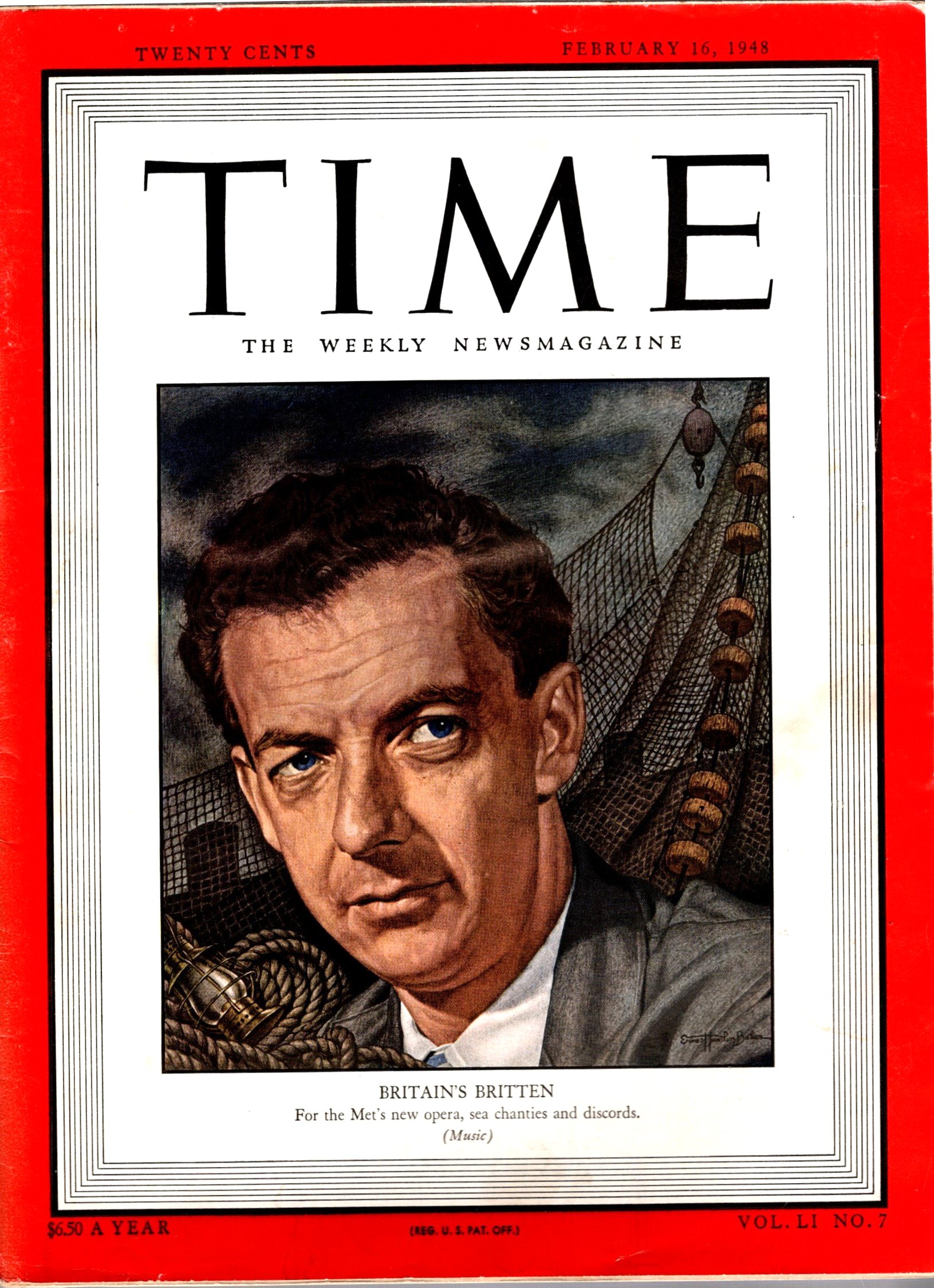Image for Time, the Weekly Newsmagazine :  Volume 51, Number 7, February 16, 1948, Composer Benjamin Britten