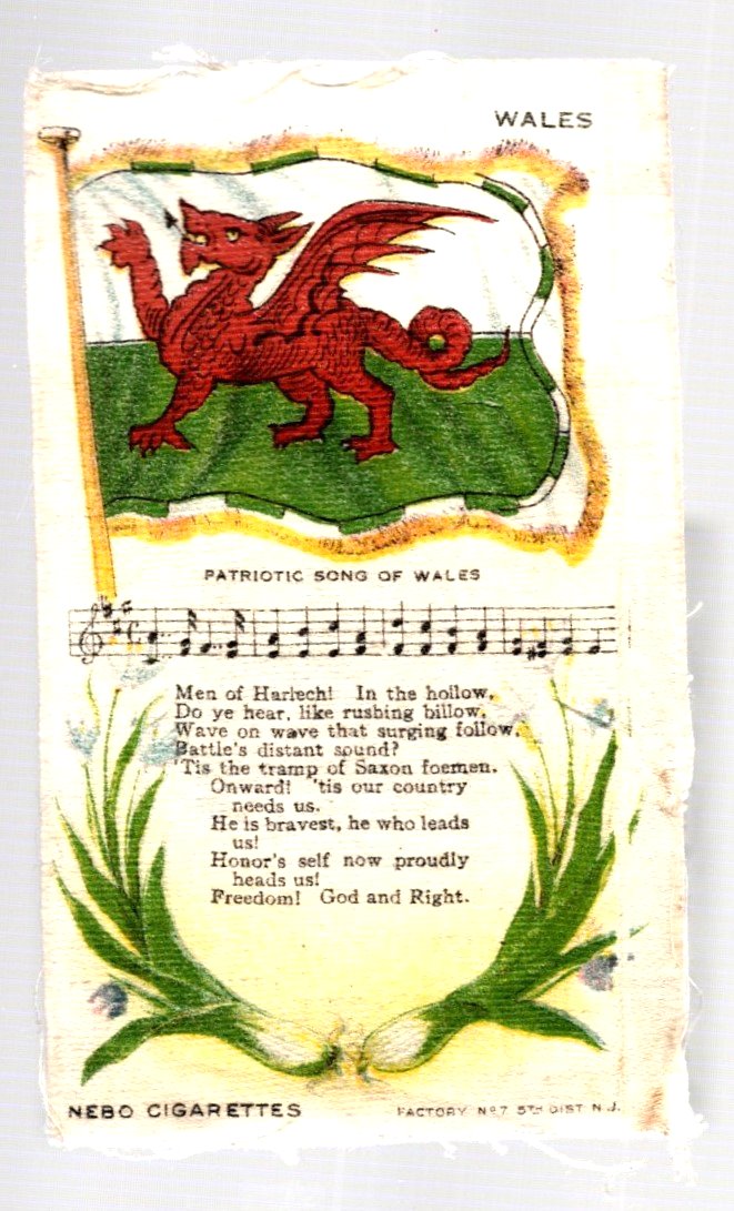 Image for Tobacco Silk Cigarette Card :  Flag and Patriotic Song of Wales