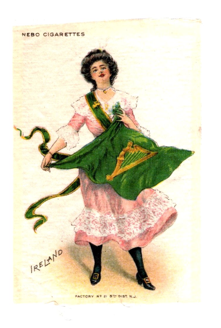 Image for Tobacco Silk Cigarette Card :  Flag of Ireland, Irish Lass