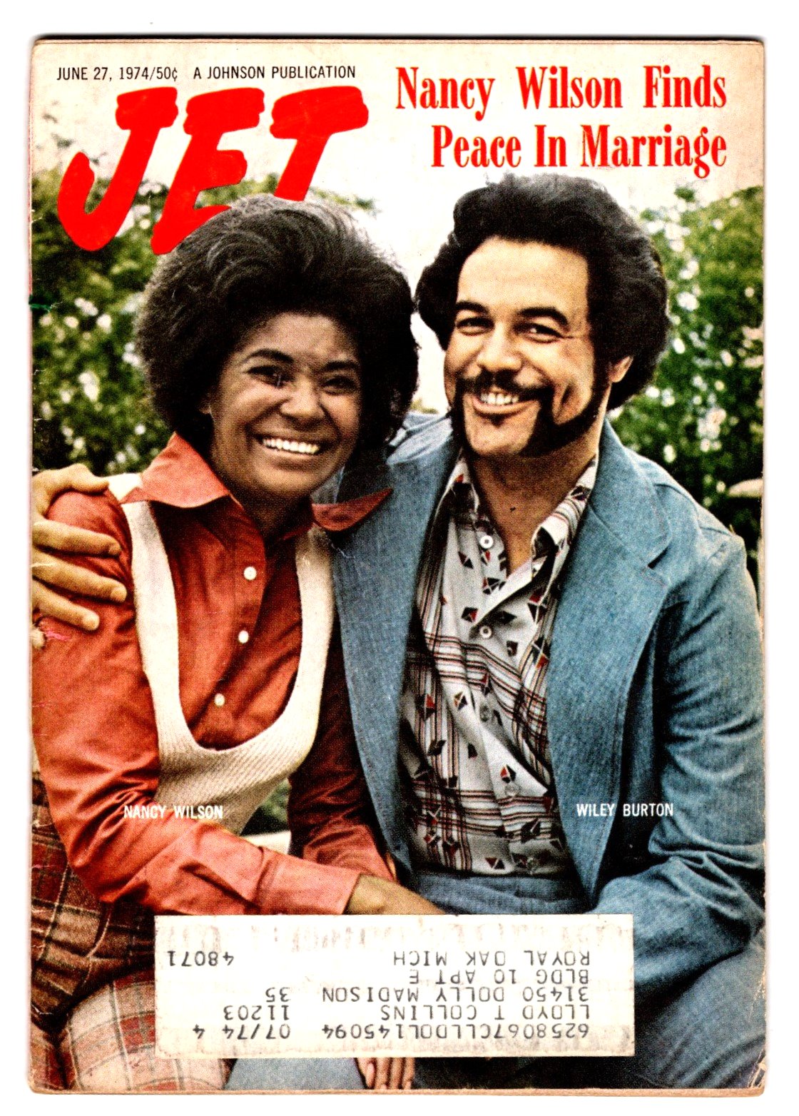 Image for Vintage Jet Magazine, June 27, 1974 :  Nancy Wilson Finds Peace in Marriage