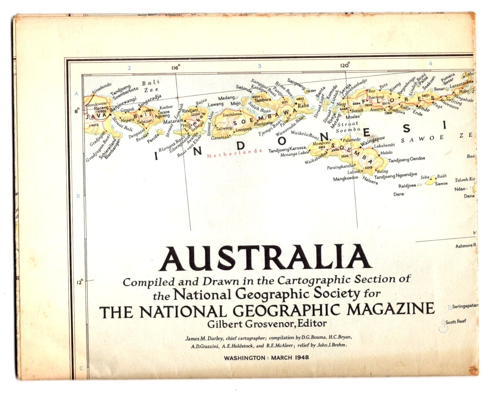Australia Map National Geographic Map, March, 1948
