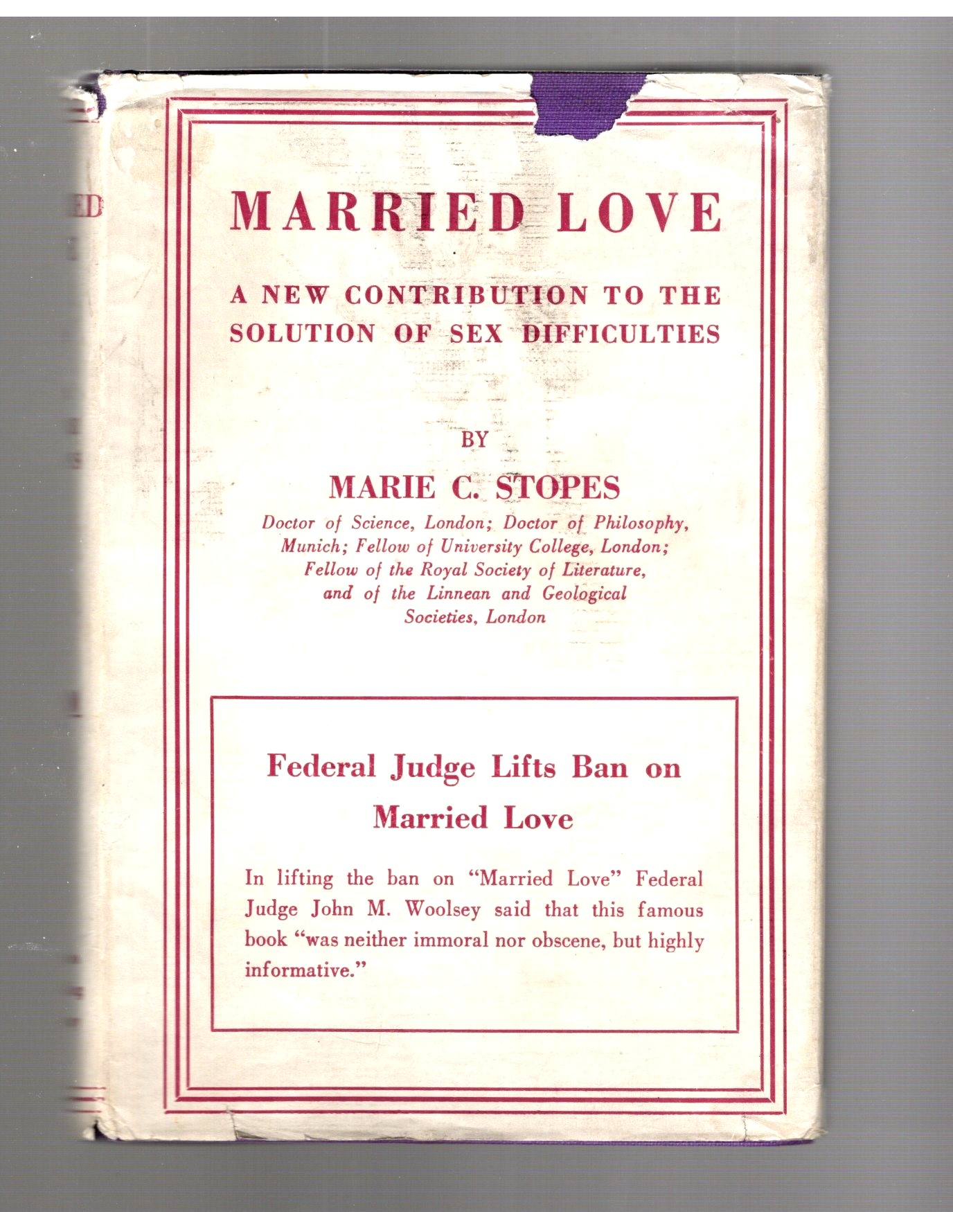 Married Love : A New Contribution to the Solution of Sex Difficulties