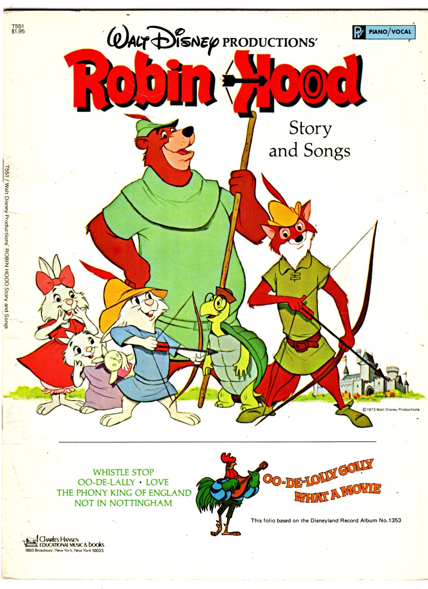 Robin Hood, Piano and Vocal, Walt Disney Productions : Story and Songs