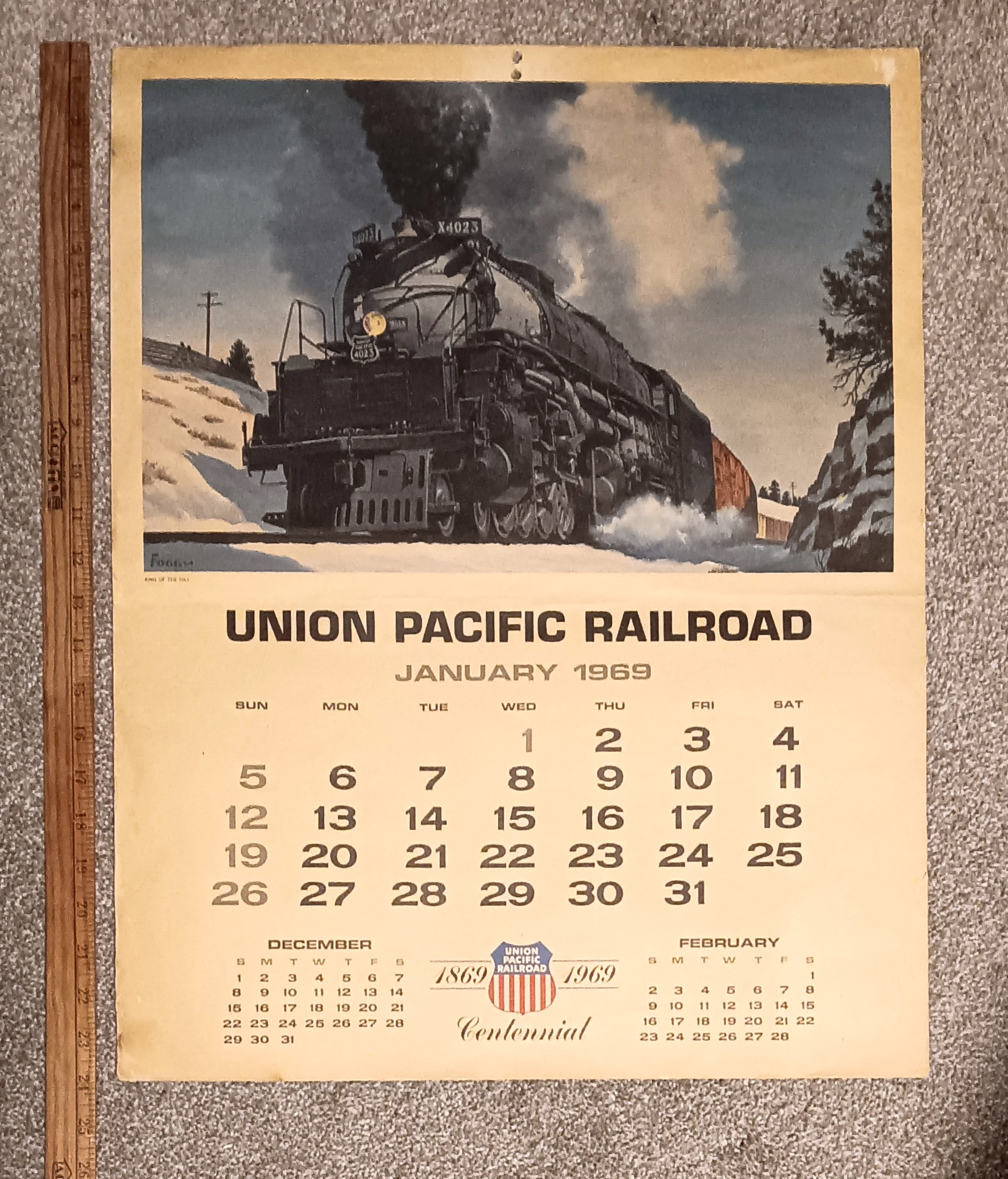 Union Pacific Railroad 1969 : (Color Calendar) Golden Spike Centennial