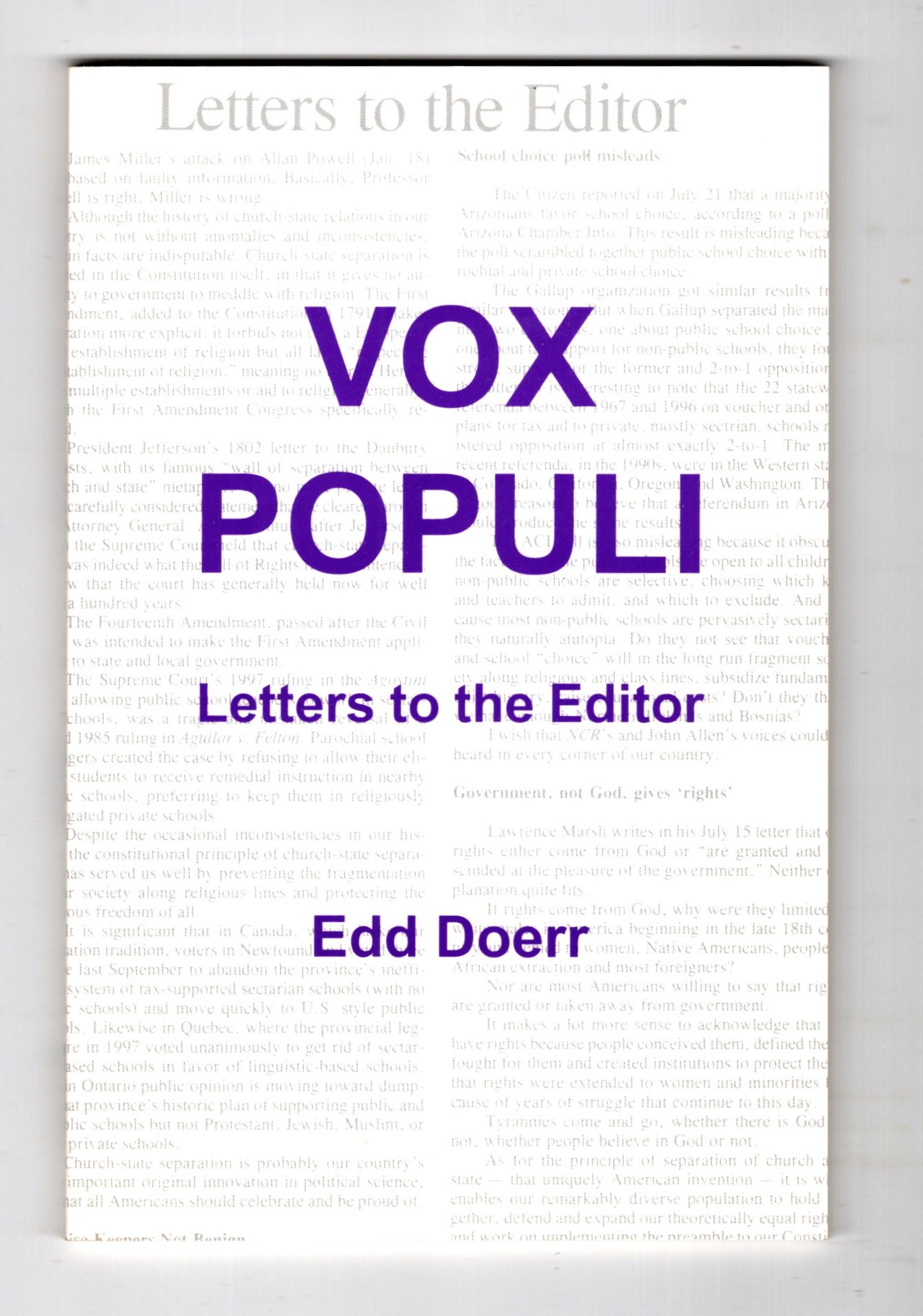 Vox Populi : Letters to the Editor