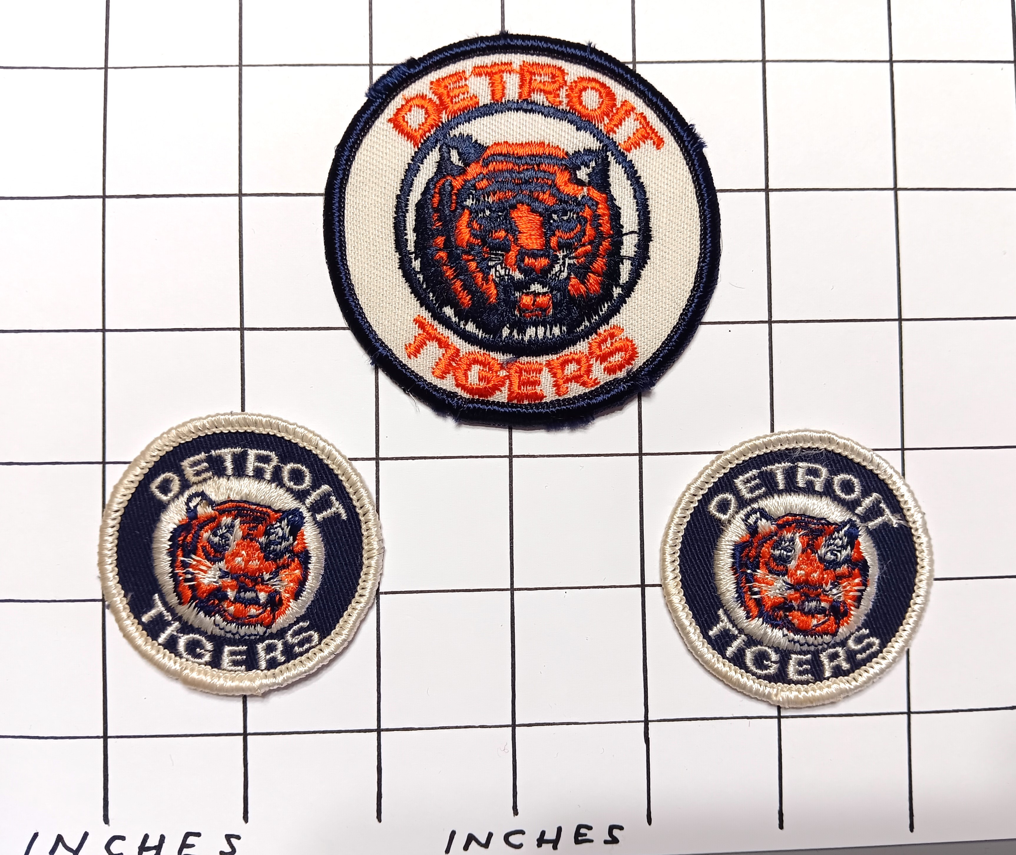 Lot of Three Tigers Patches : Vintage Cloth Patches, Detroit Tigers Baseball