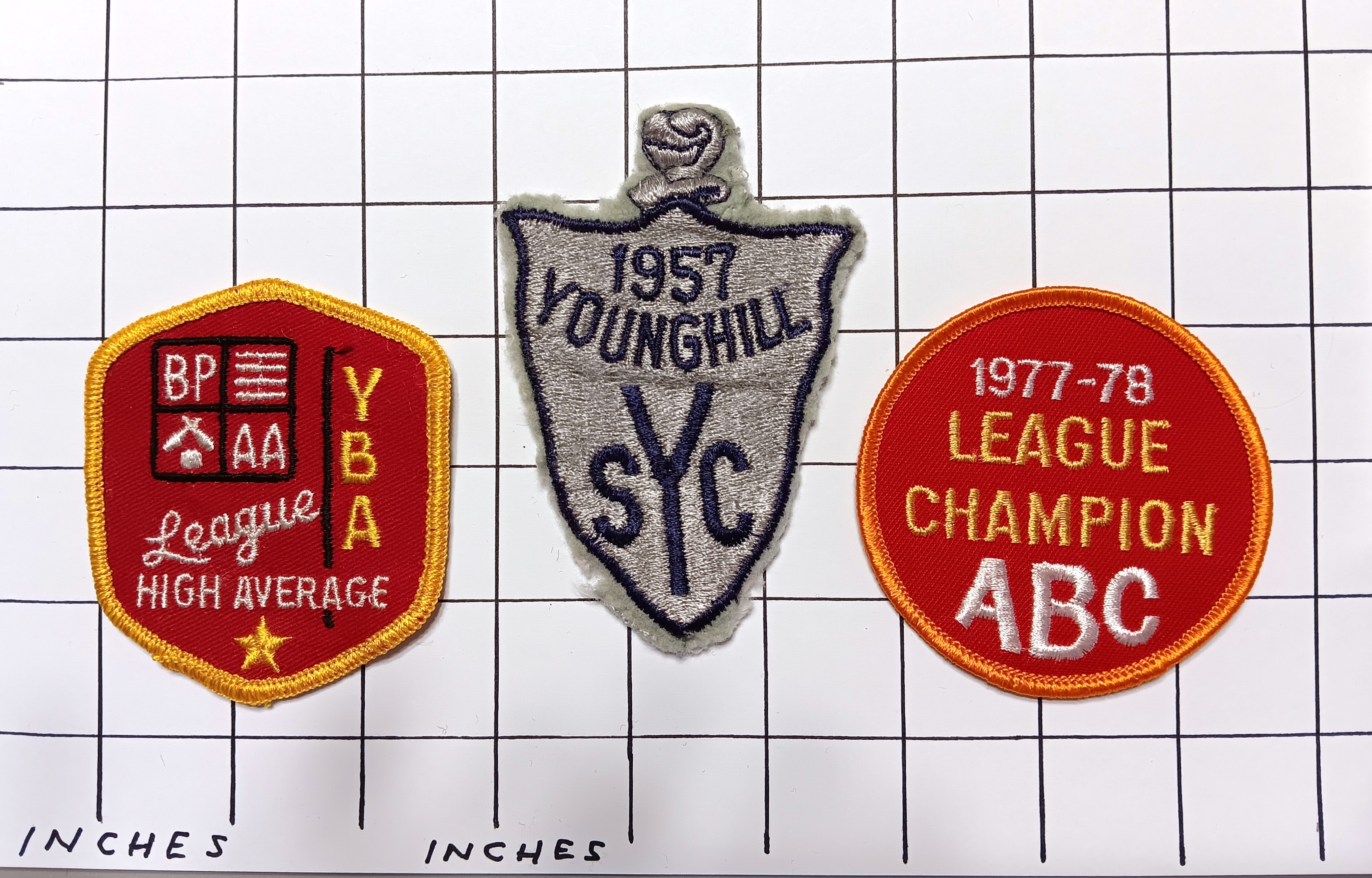 Lot of Three Sports Patches : Vintage Cloth Patches, Swimming, Bowling