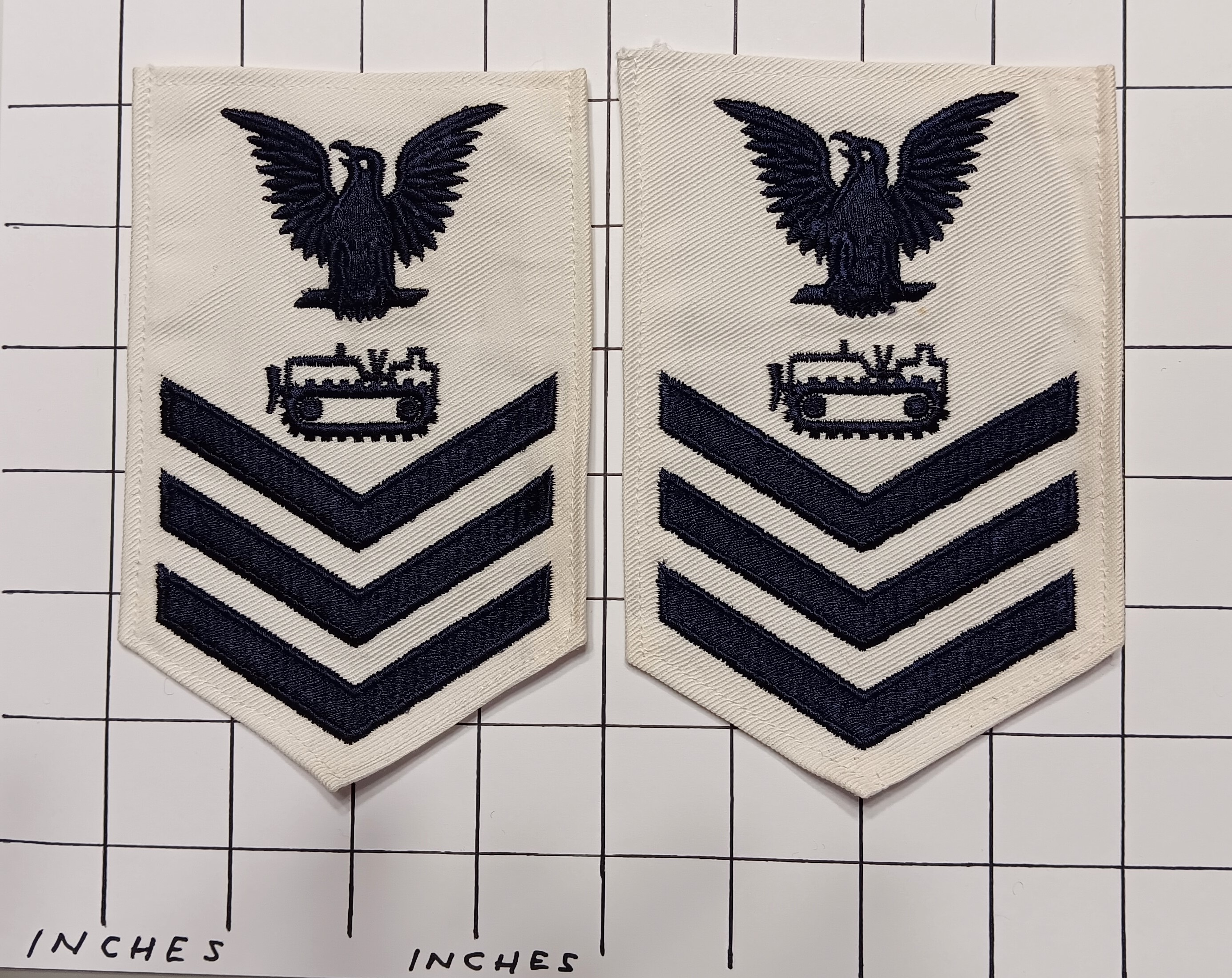 Lot of 2 Patches : Vintage Cloth Patches, US Navy, Petty Officer First Class, Equipment Operator