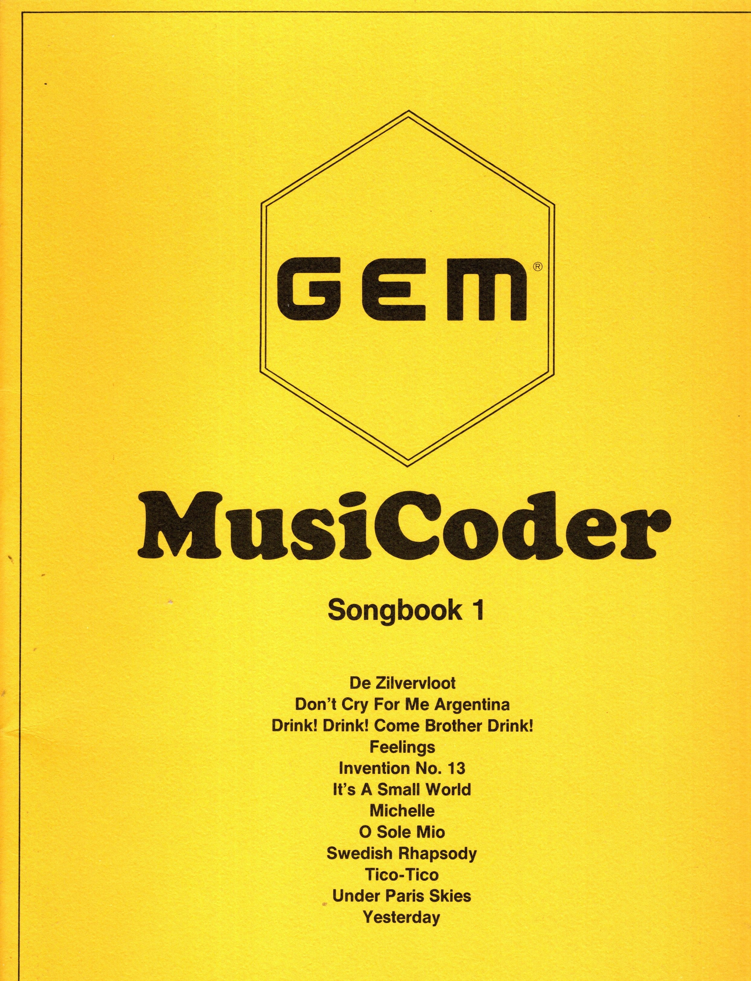 Image for Gem Musicoder Songbook 1 : Plus Ephemera Gem Musicoder Songbook 1 : Plus Ephemera