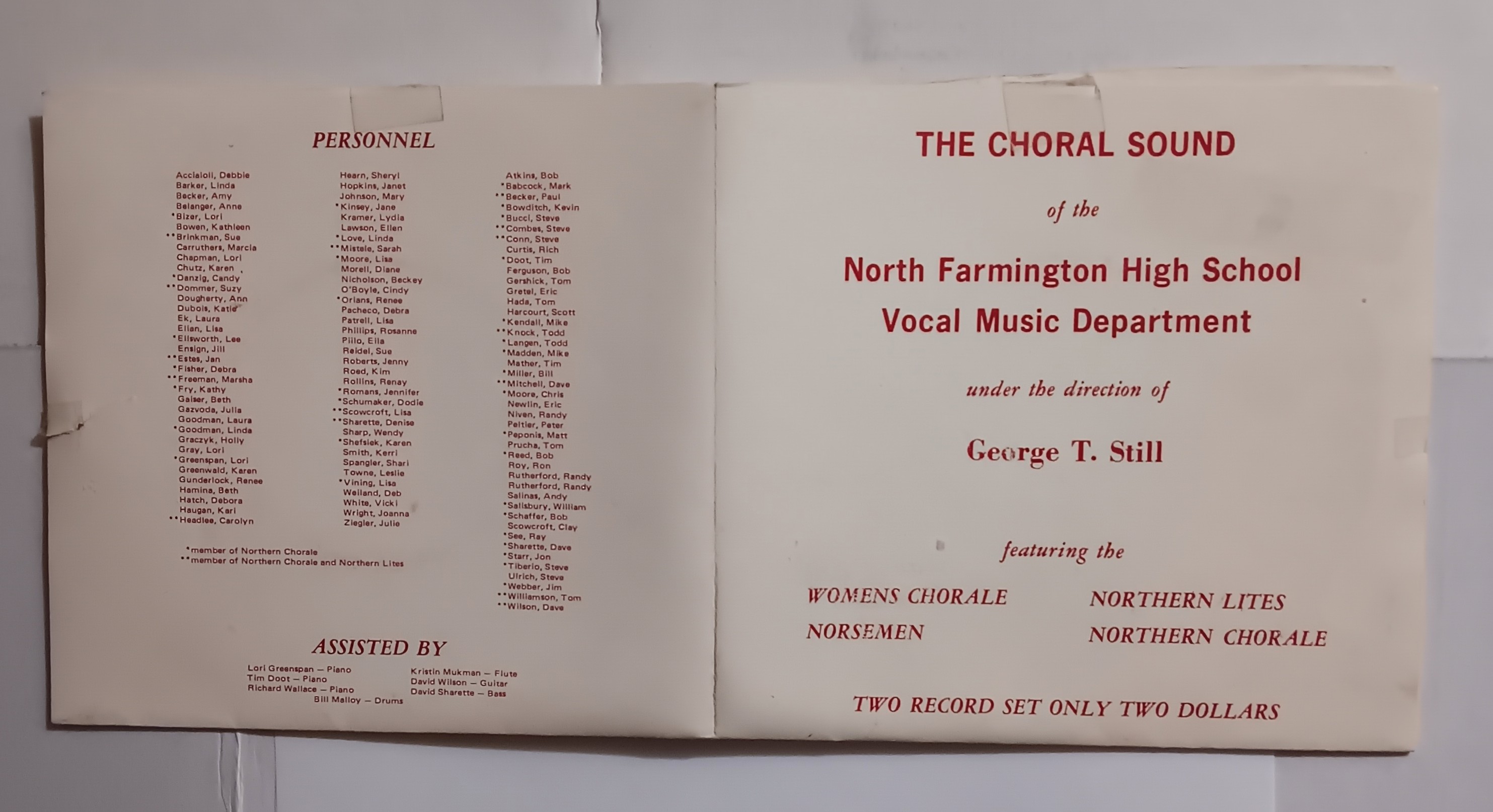 Choral Sound of the North Farmington High School Vocal Music Department : Set of Two Vintage 45 Vinyl Records