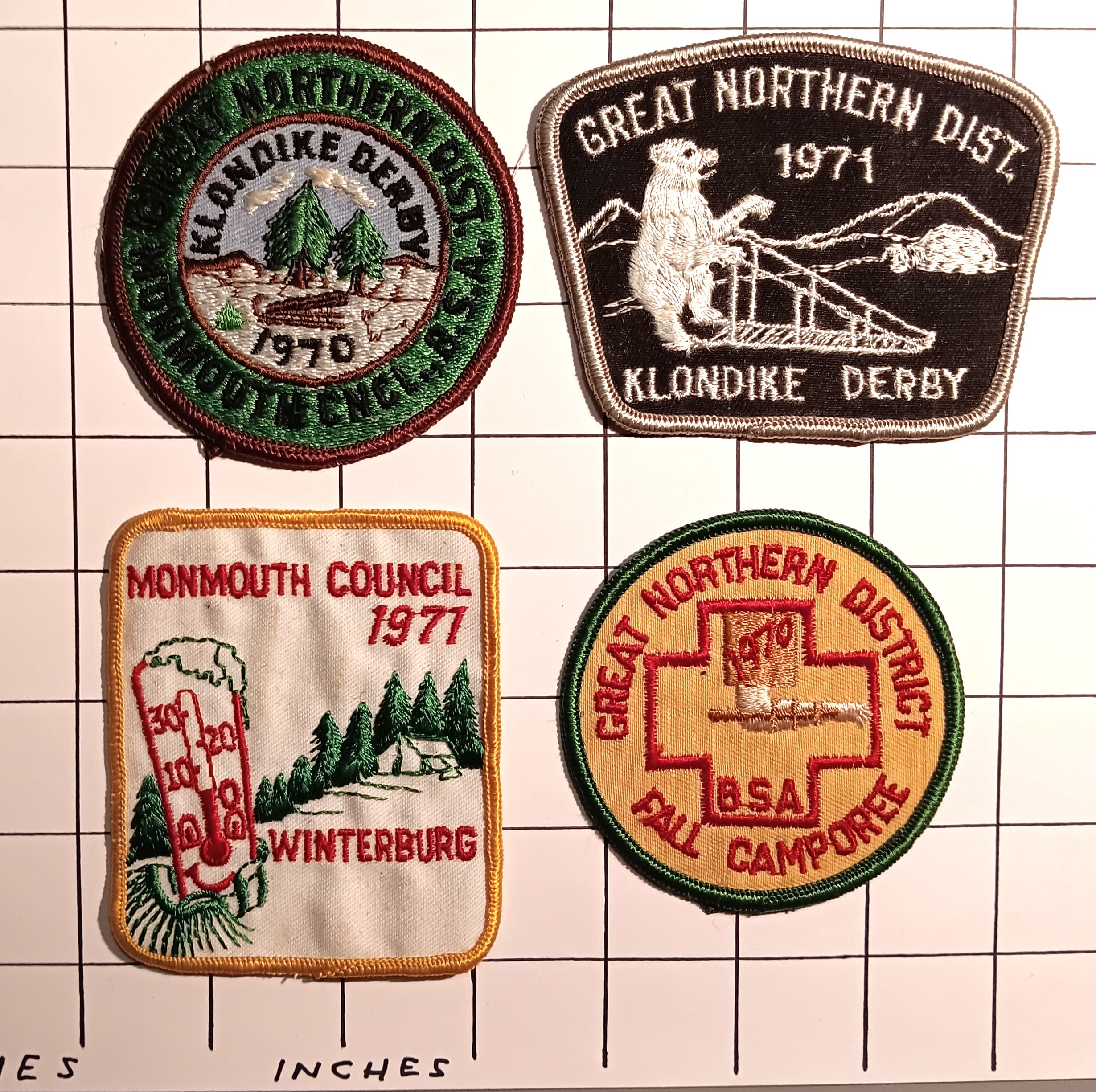 Lot of 4 Boy Scout Patches : Vintage Cloth Patches, Great Northern District, Monmouth Council, New Jersey