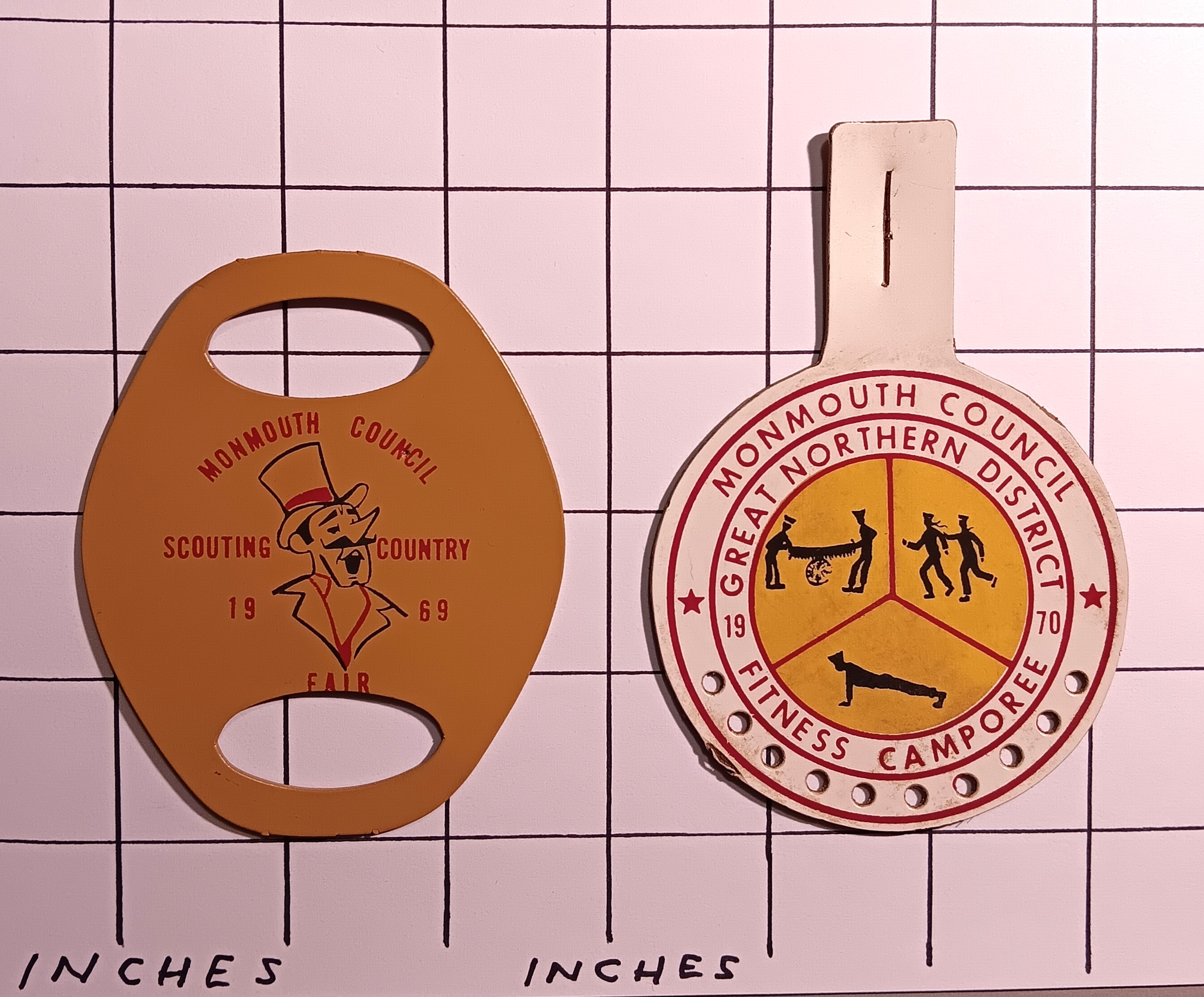 Lot of 2 Boy Scout Patches : Vintage Leatherette Patches, Monmouth Council, New Jersey