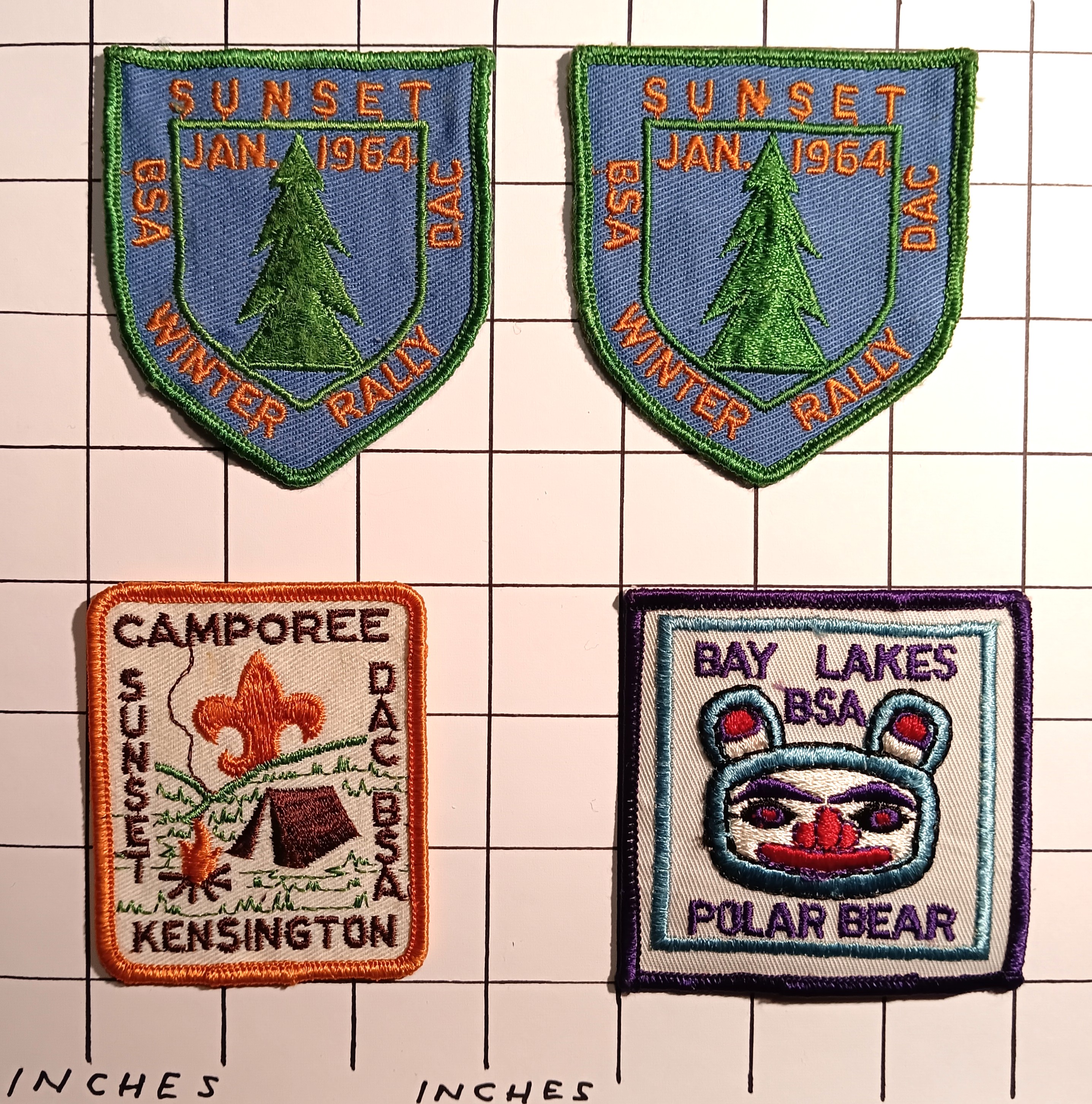 Lot of 4 Boy Scout Patches : Vintage Cloth Embroidered Patches, Detroit Area Council