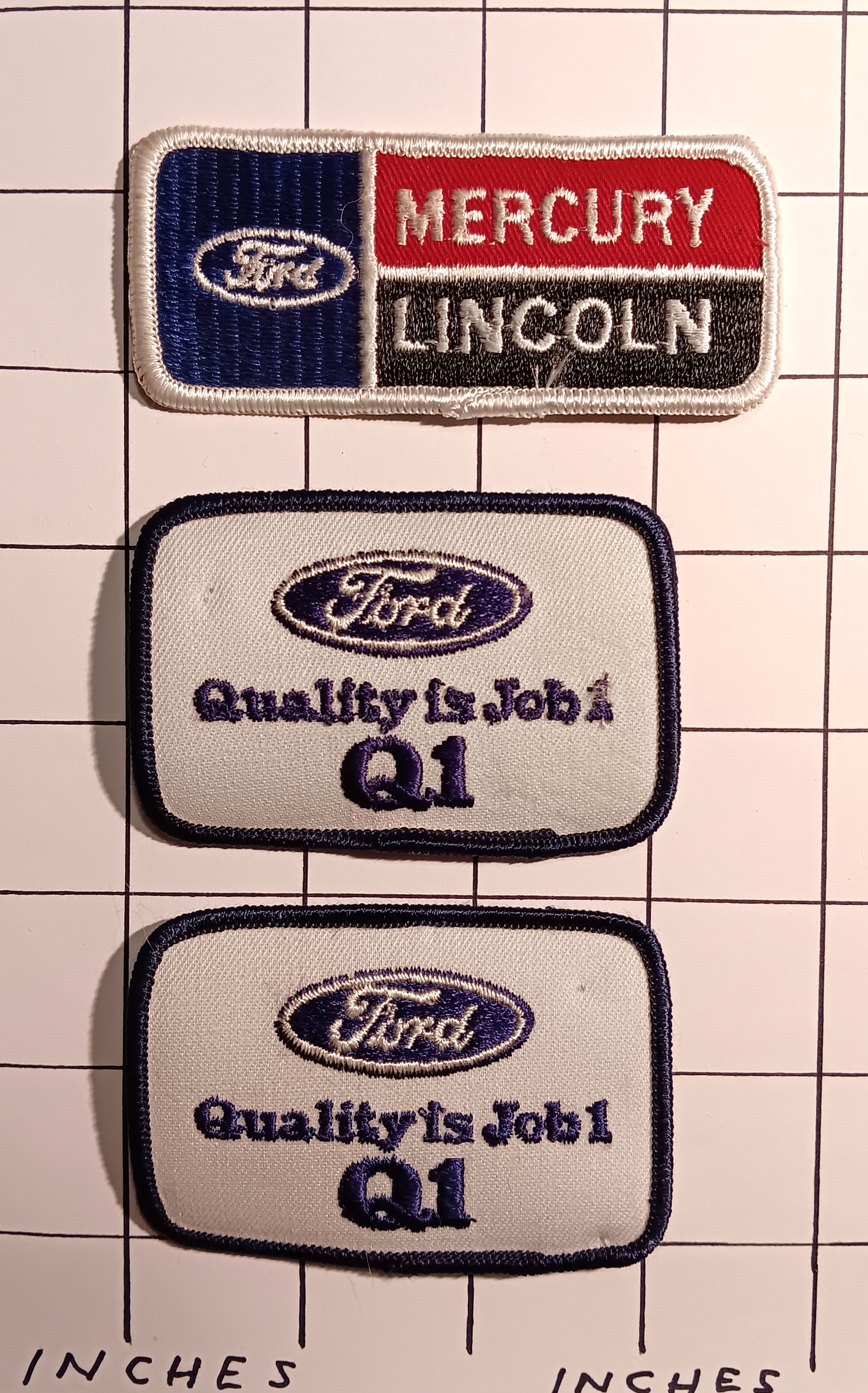 Lot of 2 Patches : Vintage Embroidered Cloth Patches, Ford Lincoln Mercury