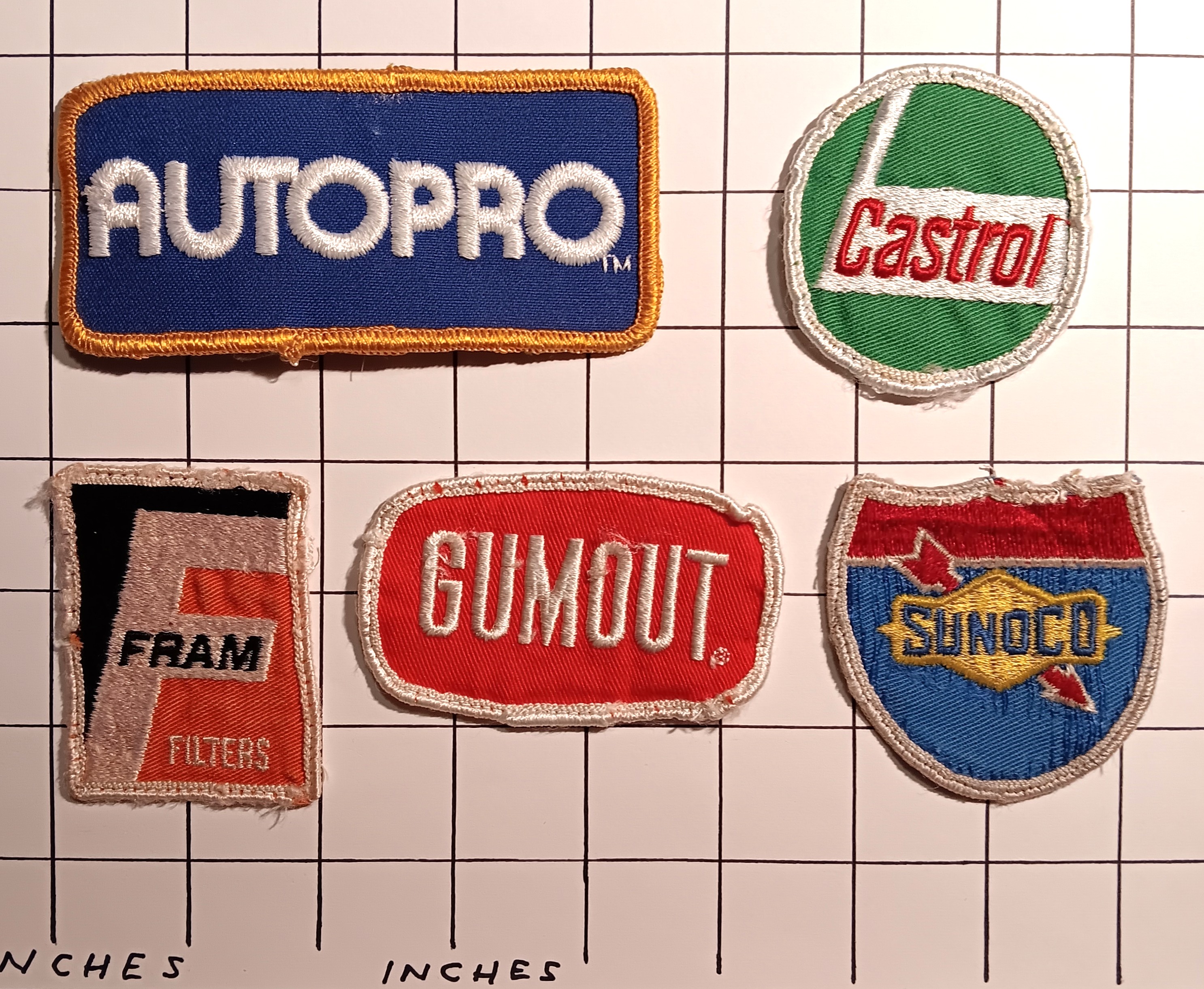 Lot of 5 Patches : Vintage Embroidered Cloth Patches, Automotive, Oil, Gas