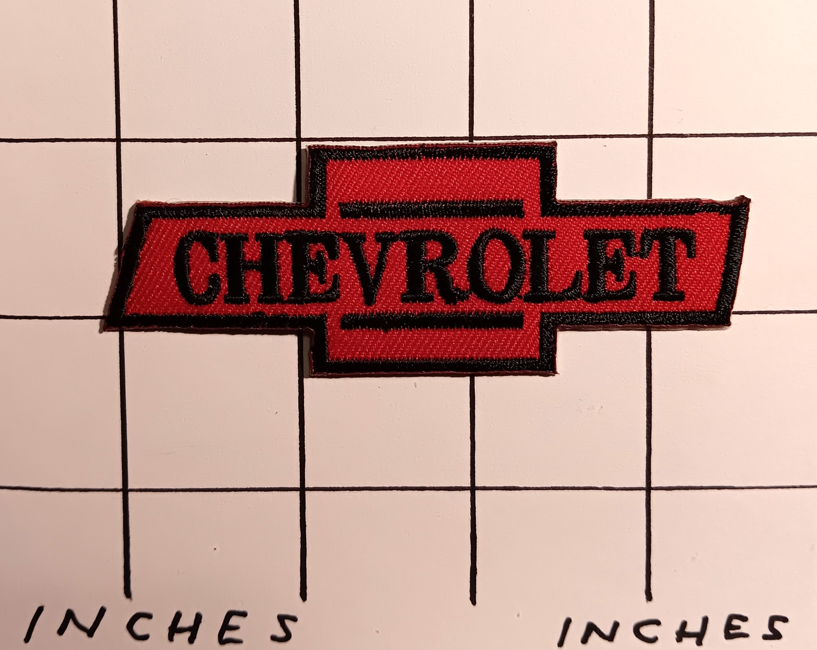 Lot of One Patch : Embroidered Cloth Patch, Red Chevrolet Logo