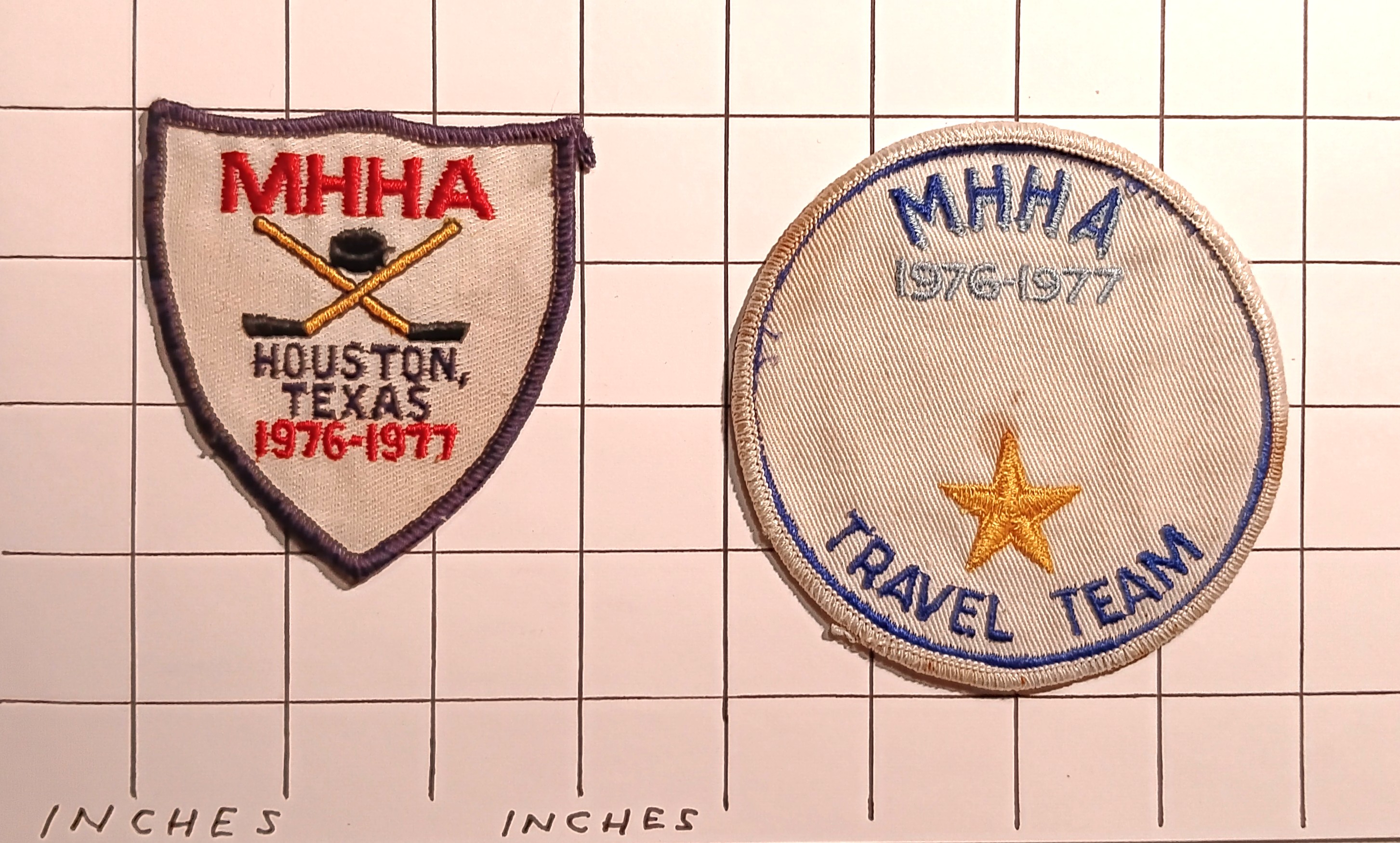 Lot of Two Hockey Patches : Vintage Cloth Patches, Houston, Texas