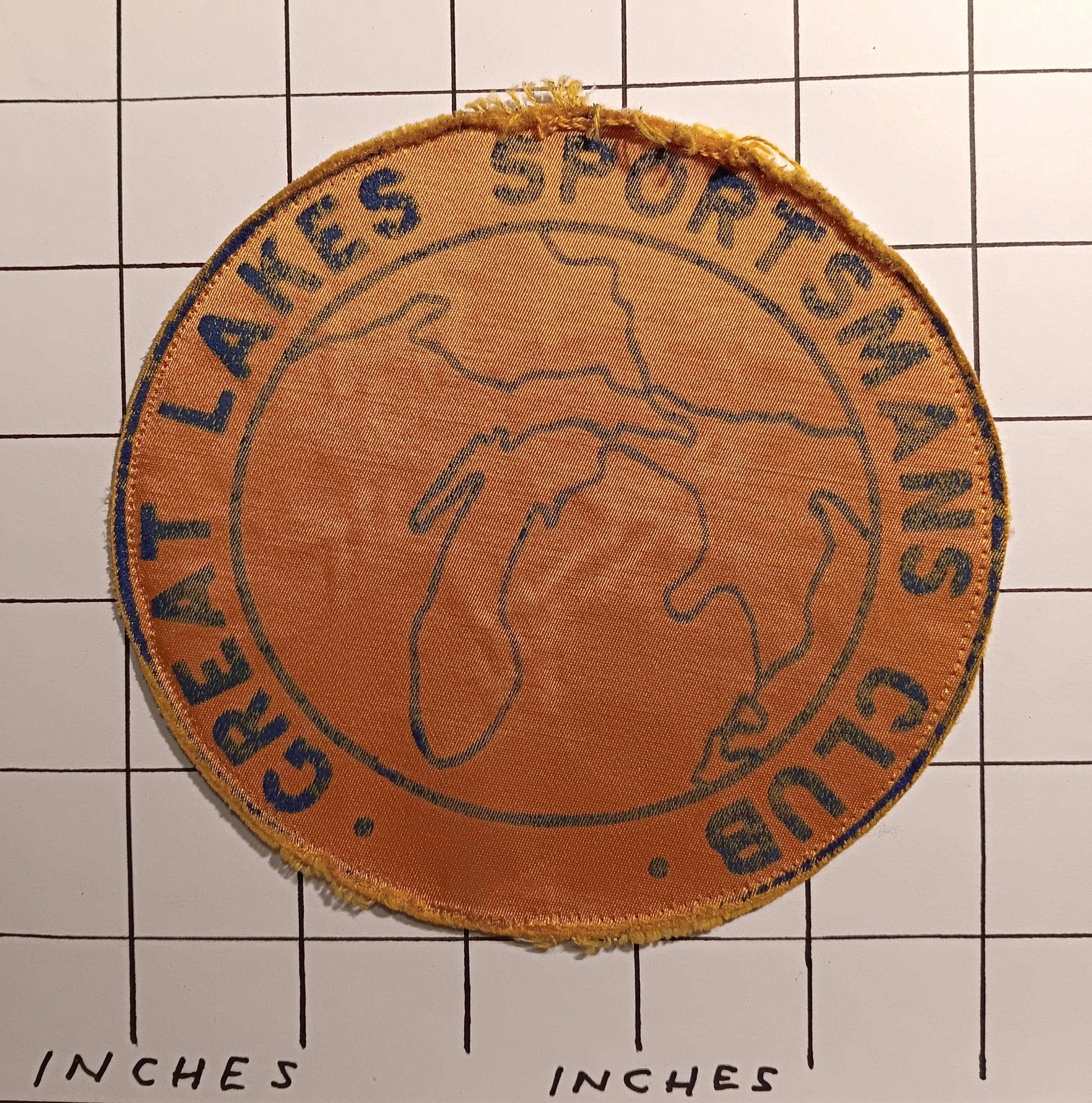 Large Round Old Patch : Vintage Cloth Patch, Great Lakes Sportsmans Club